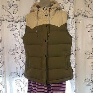 Patagonia Olive and Cream Hooded Vest